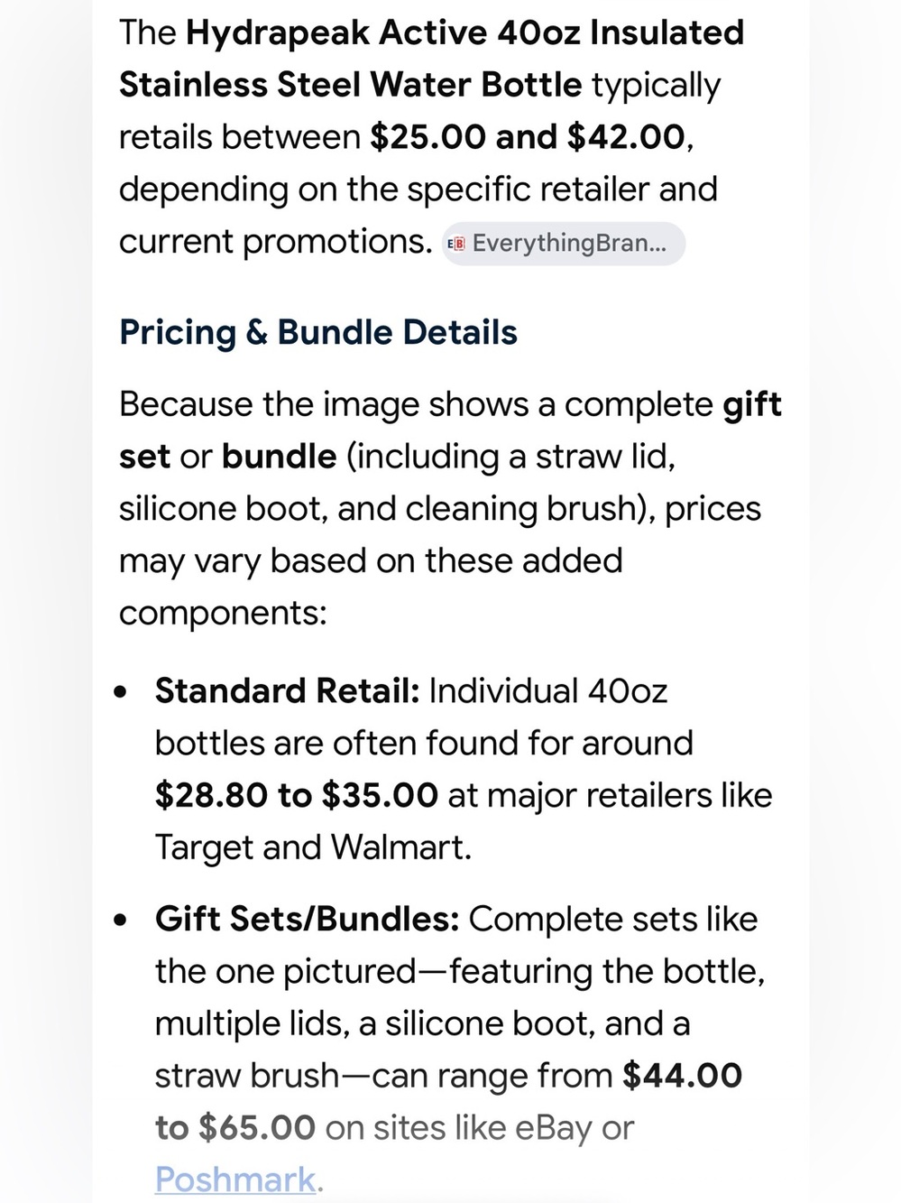 HydraPeak Active 40oz Insulated Water Bottle Bundle - Picture 6 of 6